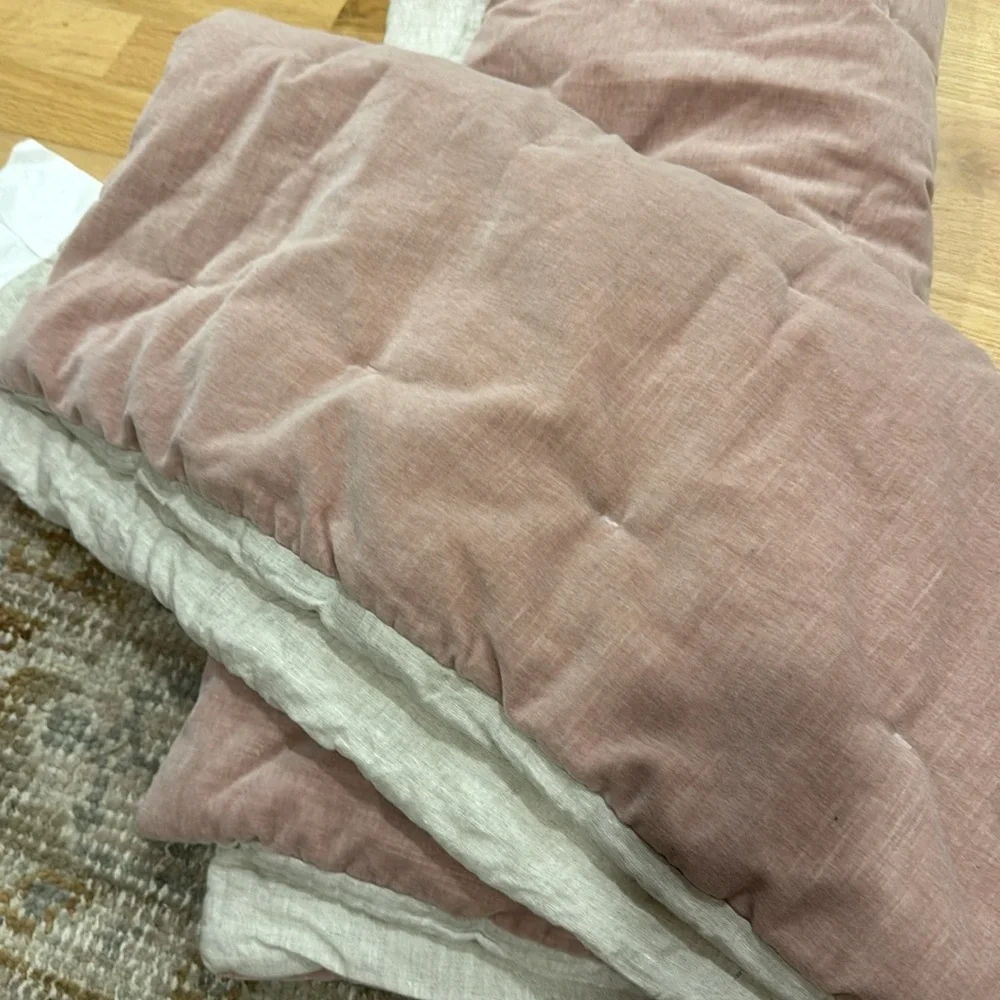 2/ West Elm | Velvet Quilt | Dusky Rose Euro pillow covers